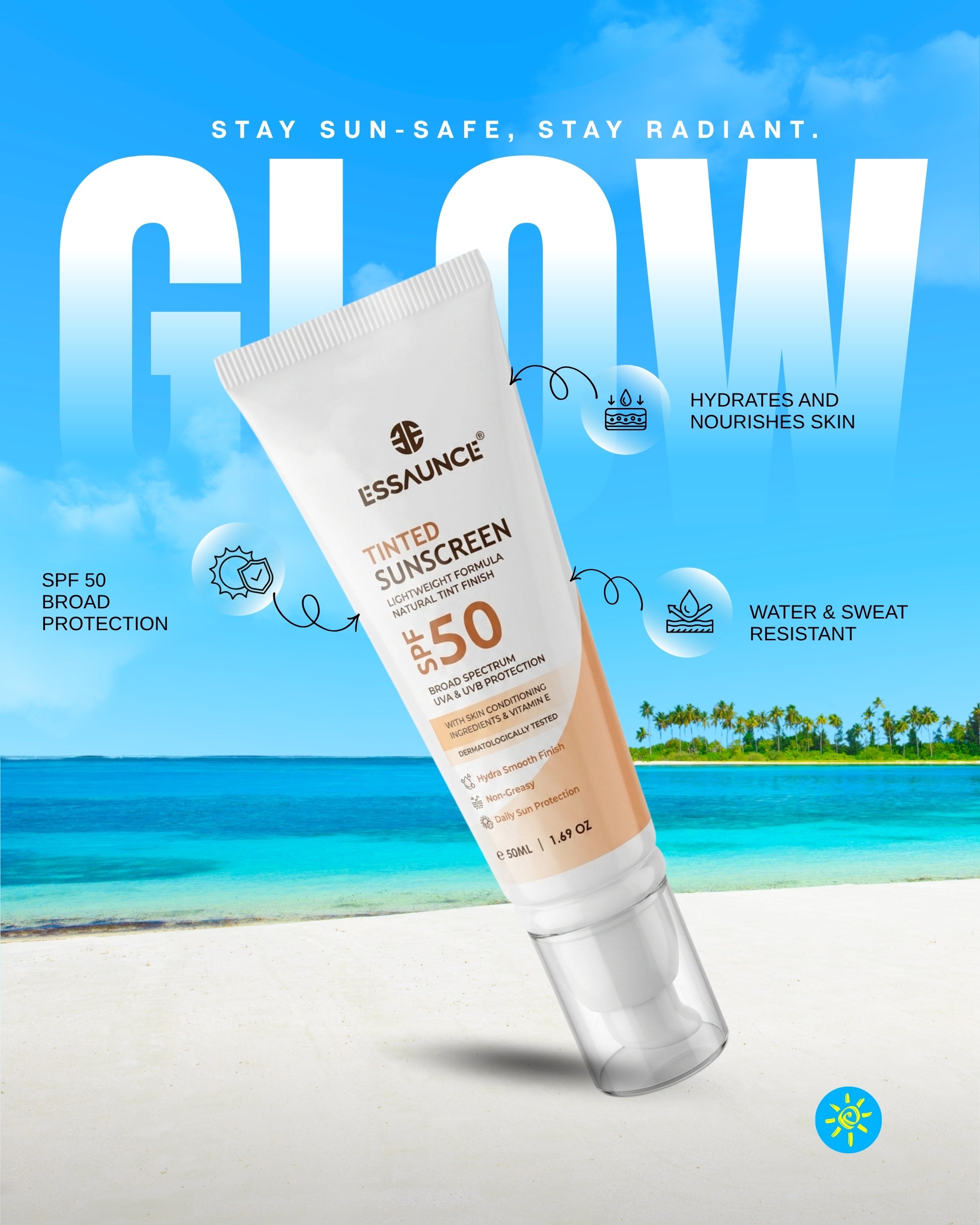 Tinted Sunscreen SPF 50 | 50ML  - Essaunce Uk