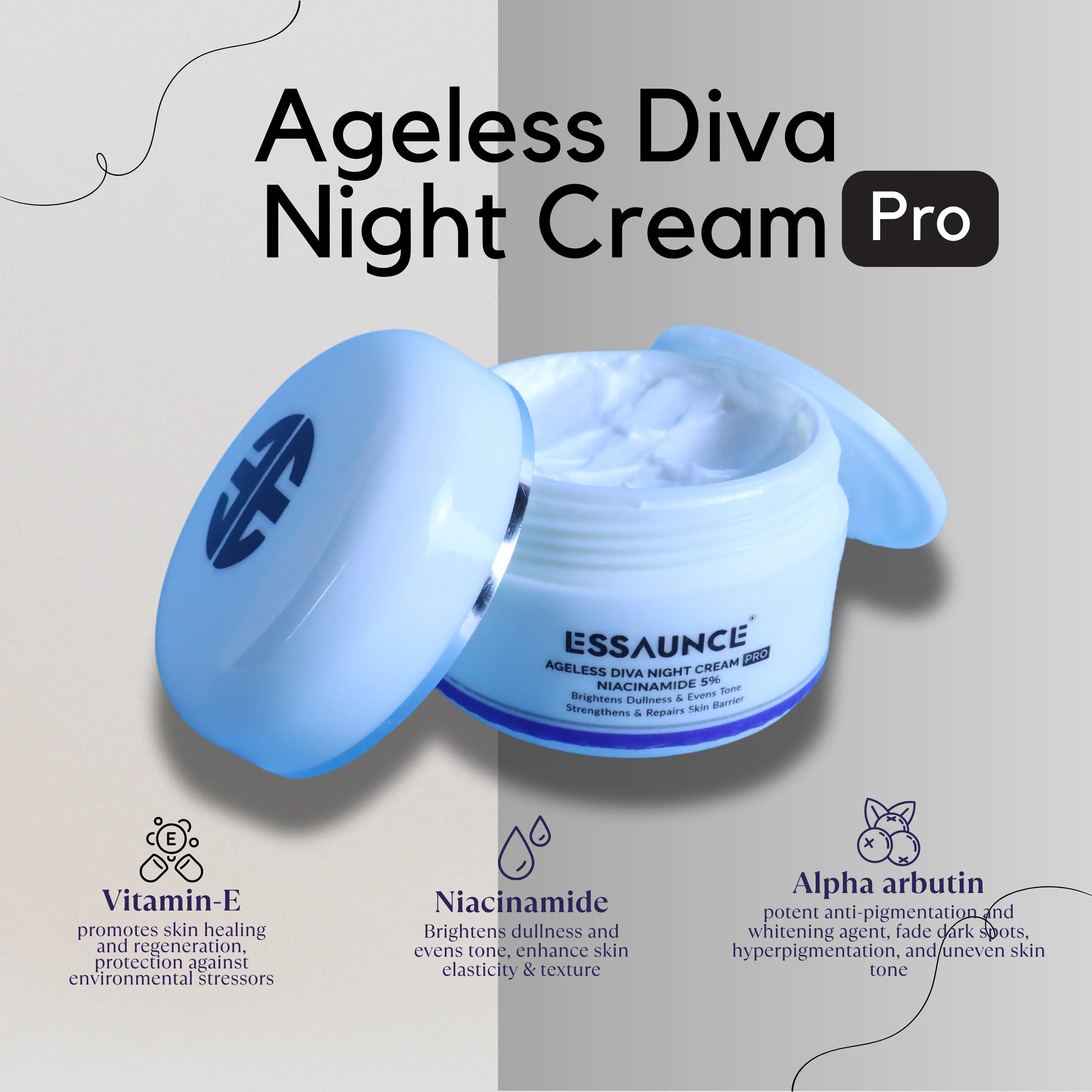 Ageless Diva Night Cream – Hydrating & Brightening | 40g - Essaunce UK