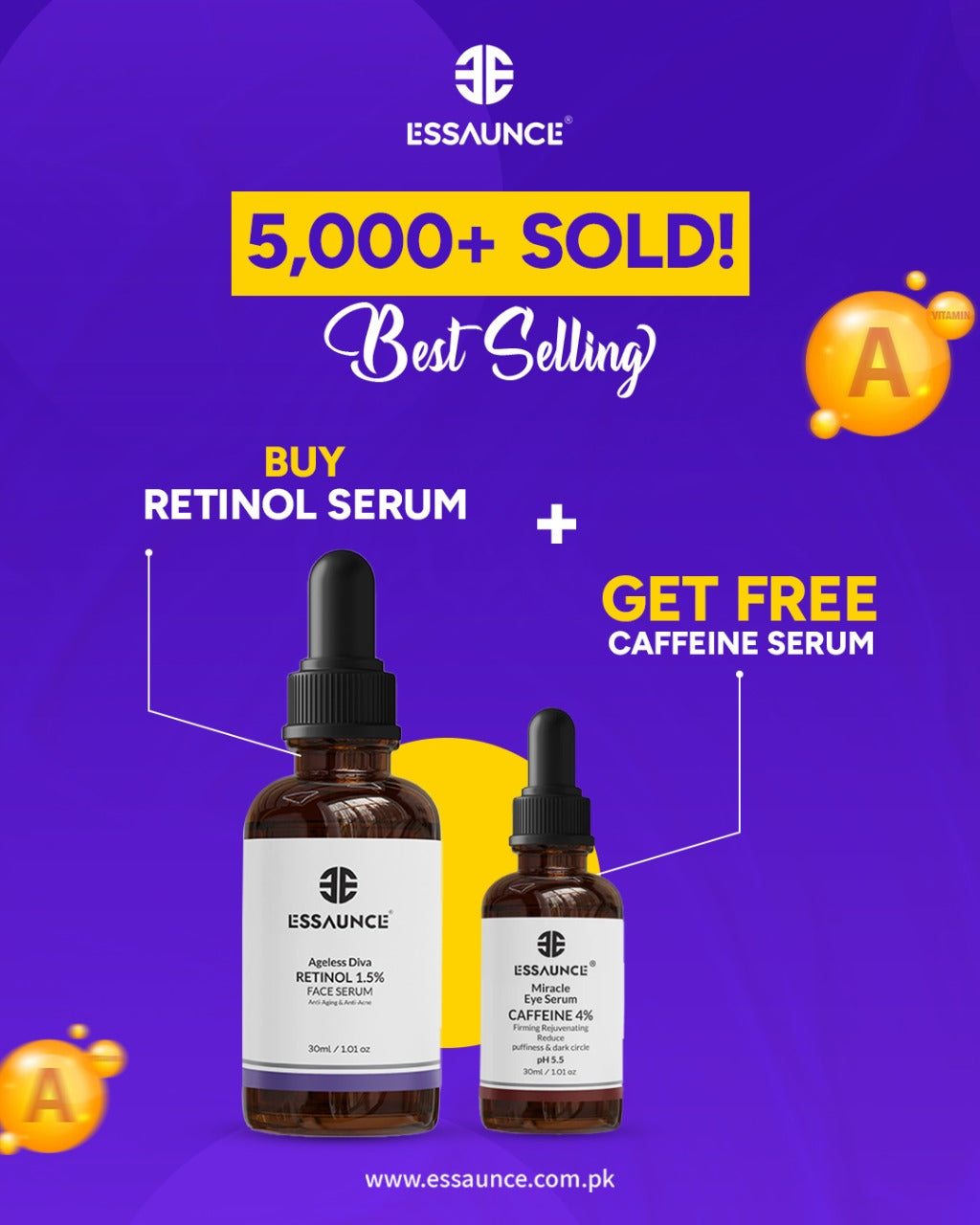 Youthful Glow Pack Buy Retinol Serum and get Caffeine Serum FREE