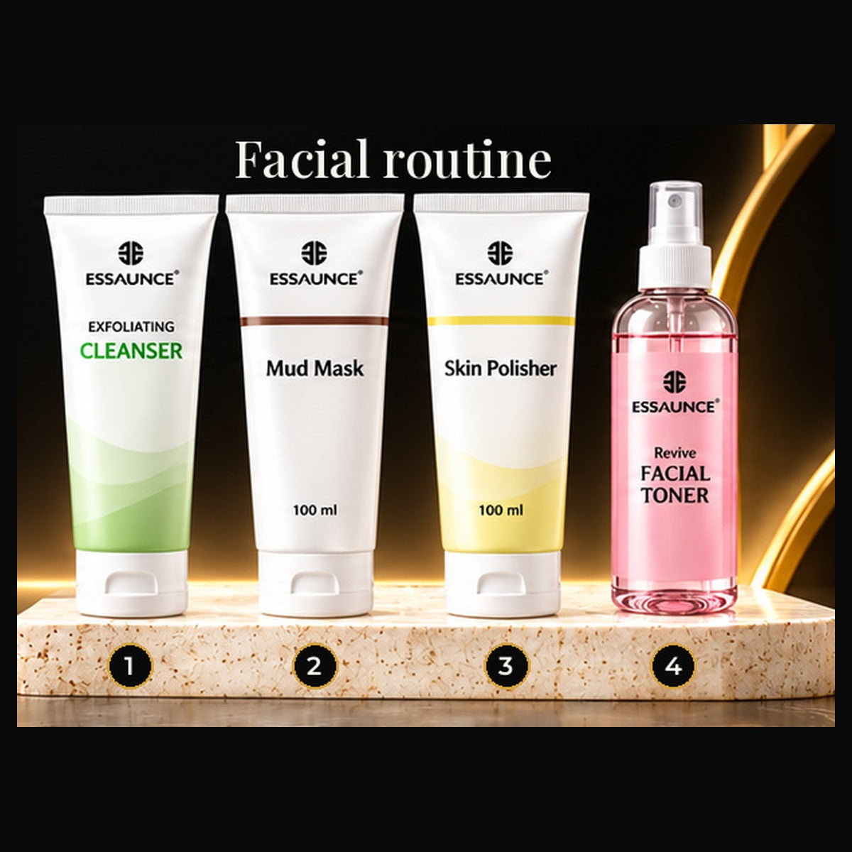 Essaunce Facial Routine Set, 4 steps