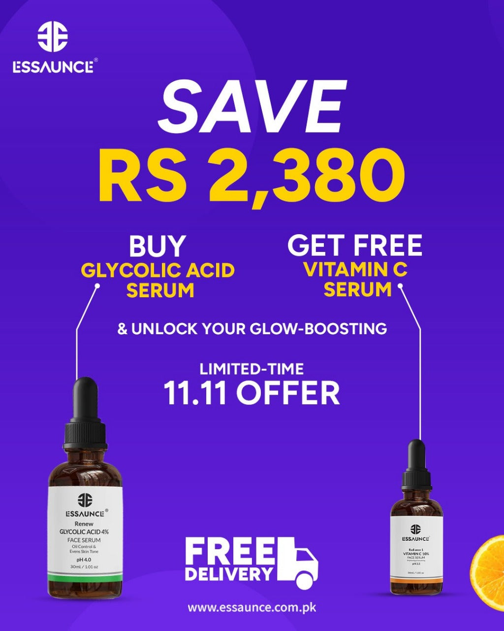 Brightening Duo Bundle ( Buy Glycolic Serum and Get Vitamin Serum C Free )
